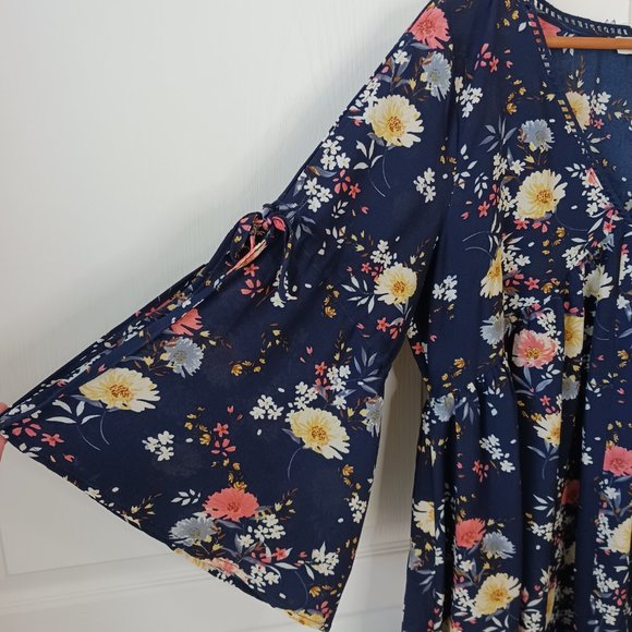 Umgee Women's Navy Floral The Alice Dress Size L - Picture 5 of 10